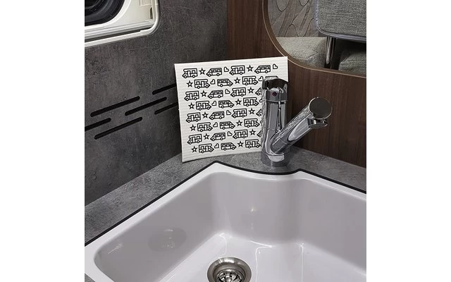 Pufz Schwedisches Geschirrtuch Wohnwagen Muster Grau 5 Pufz Schwedisches Geschirrtuch Wohnwagen Muster Grau – Bild 5