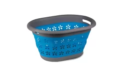Kampa Collapsible Laundry Basket Zusammenklappbarer Wäschekorb Mit Griffen Blau