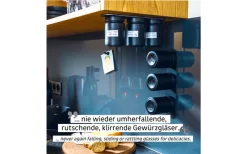 Silwy® Feinkost-Magnetgläser ALL BLACK (192 Ml) 3er-Set Inkl. Metallleiste